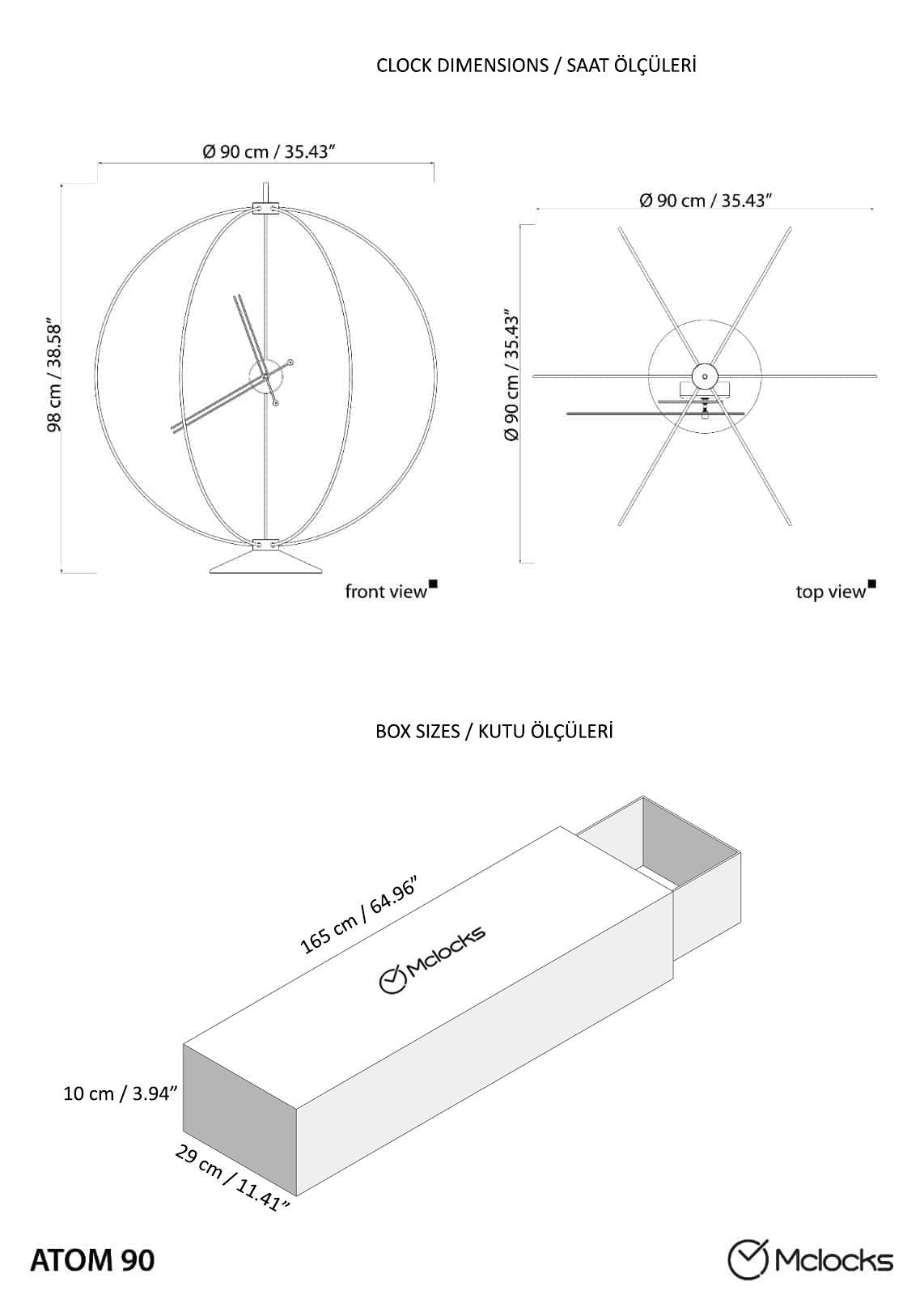 atom 90 a wall clock for bedroom size