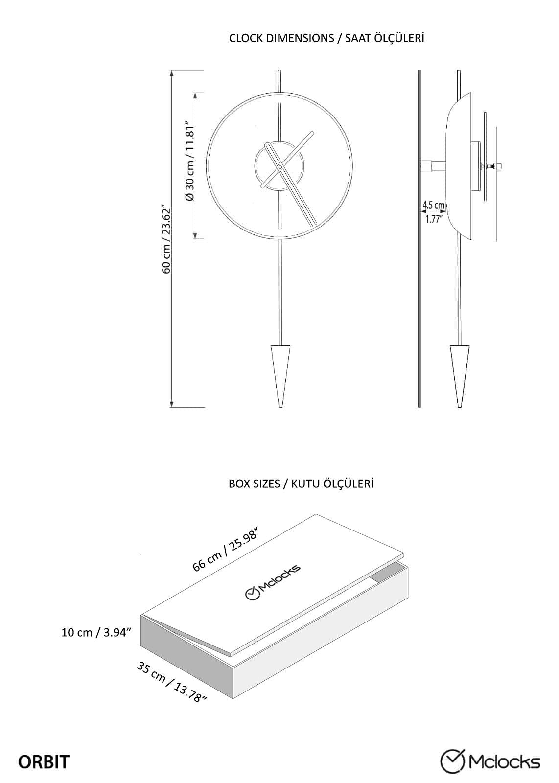 orbit wall clock dimensions