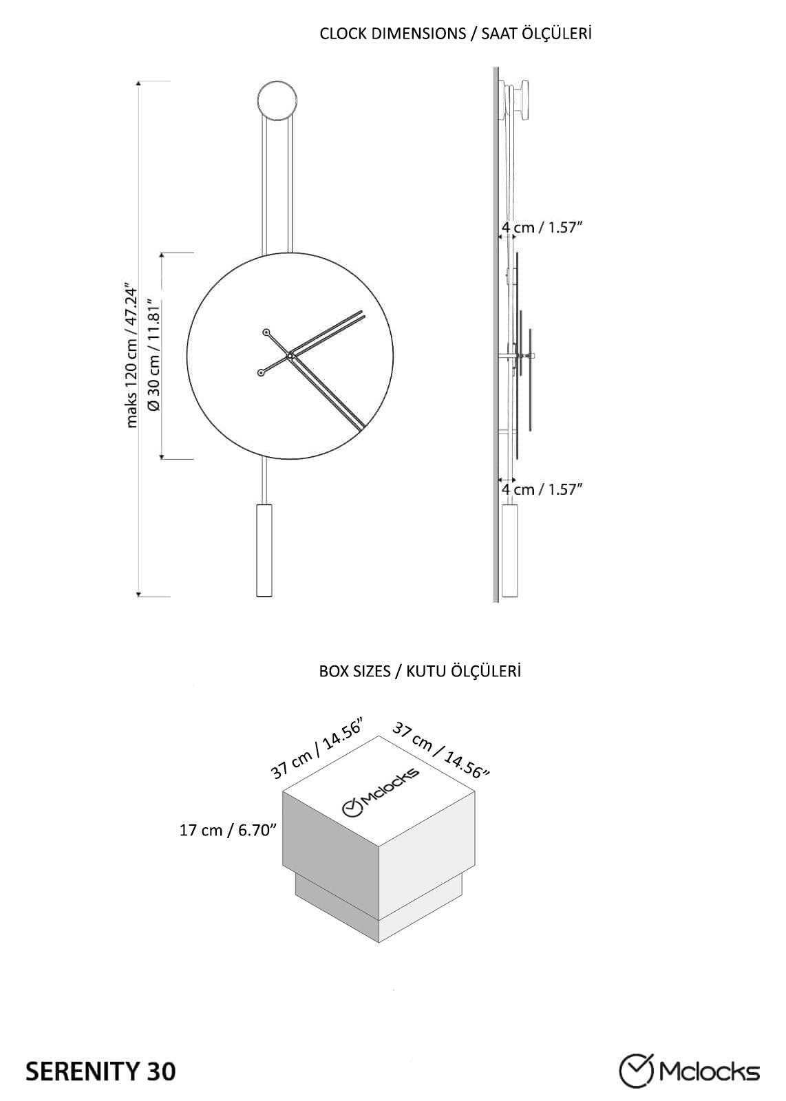 serenity wall clock dimesions