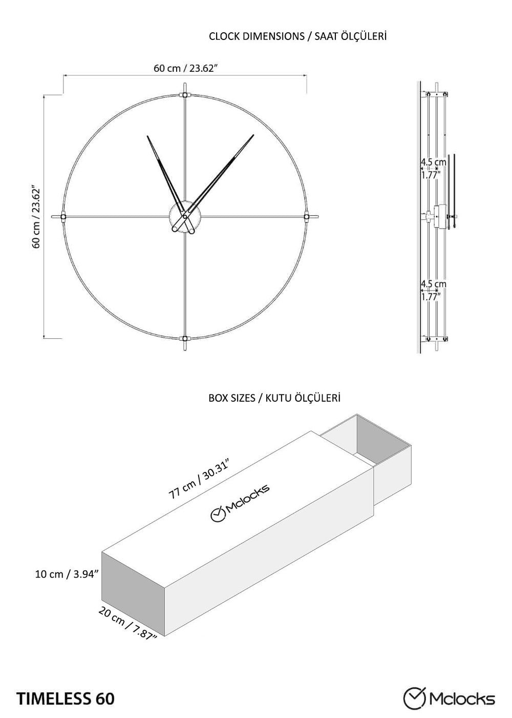 timeless wall clocks sizes 60