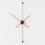 black and red decorative modern wall clock hang on white wall.