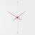 grey and red decorative modern wall clock hang on white wall.