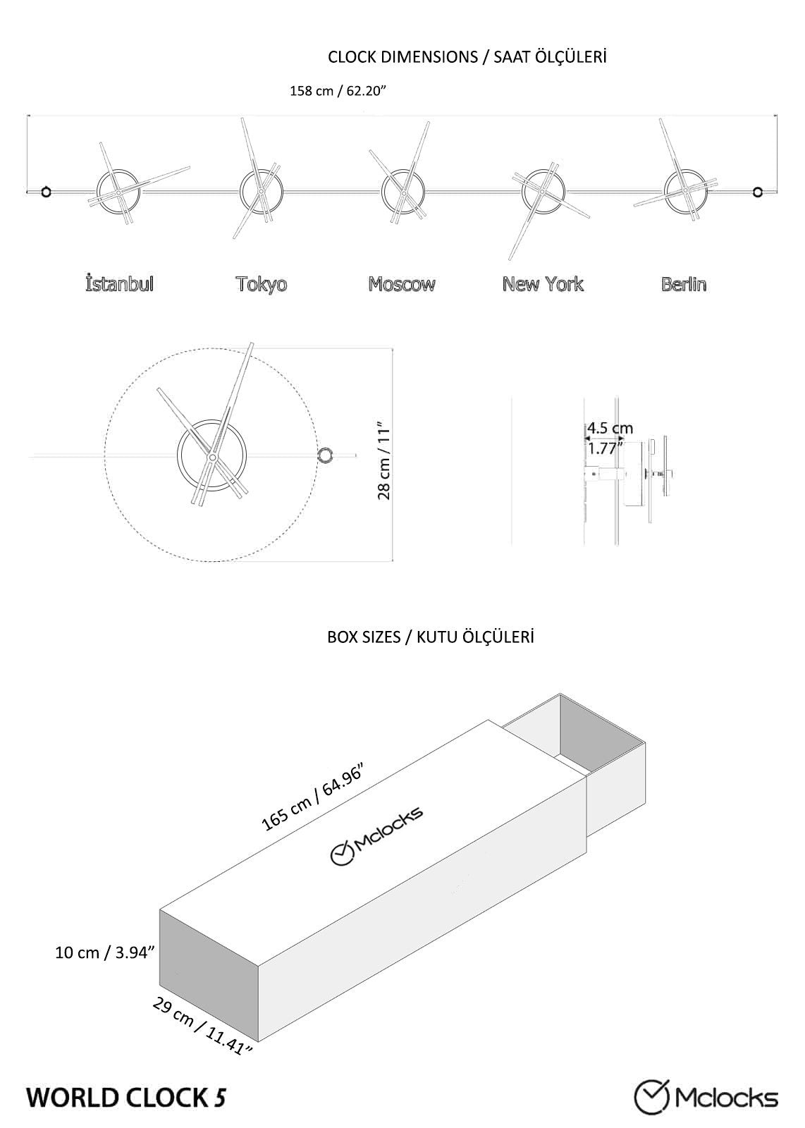 world clock dimensions